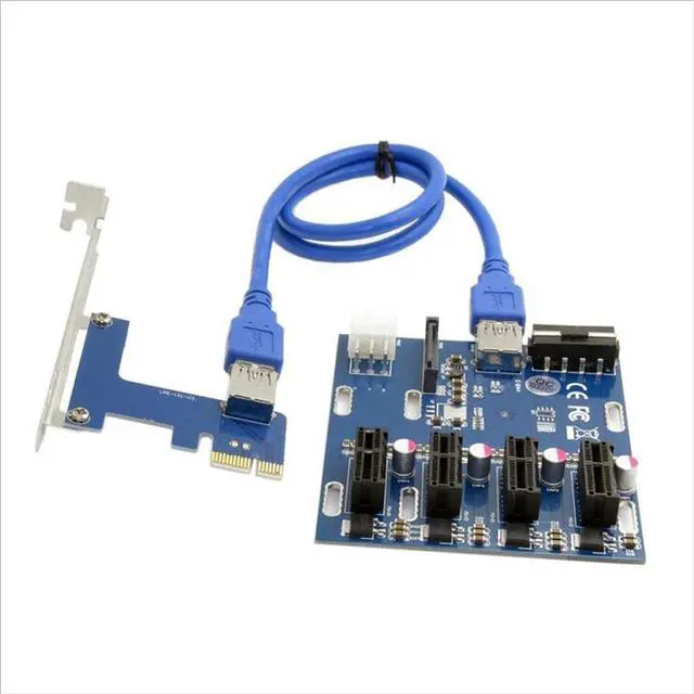 Alt view image 3 of 4 - 1X Expansion Kit 1 to 4 Slots Switch Multiplier Hub  Riser Card Adapter with USB 3.0 Cable Pcie Mining Modules