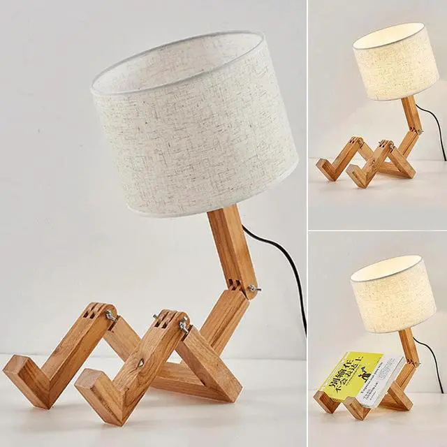 Alt view image 2 of 5 - Eye Protection LED Table Lamp Robot Shaped Wooden Base Lighting Fixture Flexible Learning E27 For Bedroom Nordic Modern