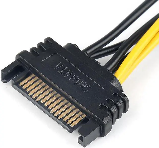 Alt view image 4 of 6 - PCI-Express PCIE 15Pin To Dual 6 Pin SATA Graphic Video Card Adapter Power Supply Cable 20cm  Data Cable Portable