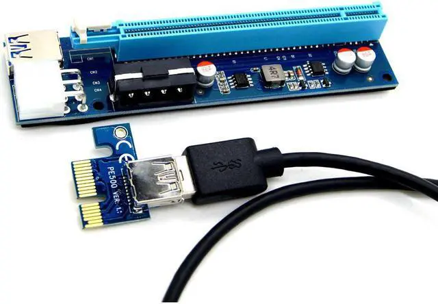Alt view image 4 of 5 - PCI-E Express 1x To 16x Extender Riser Card Adapter SATA 6Pin Cable#T3