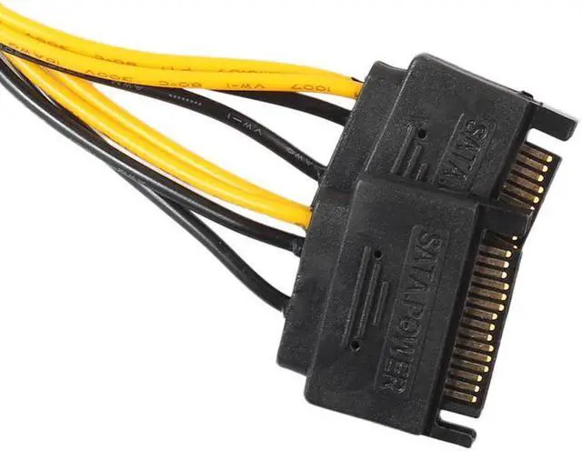 Alt view image 5 of 5 - 20cm 2 15Pin SATA Male to PCI-e 8Pin (6+2) Male Video Card Power Cable 8PIN to 15PIN Converter Cord Wire for Multi-graphics Card