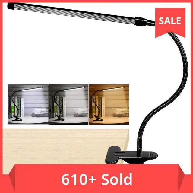 Main image of 8W LED Clip on Desk Lamp with 3 Modes 2M Cable Dimmer 10 Levels Clamp Table Lamp