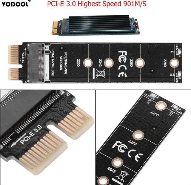 Alt view image 3 of 5 - Mini NVME Adapter Card M.2 to PCI-E3.0 1x High Speed Extension M Key NGFF Converter Card Module Support for