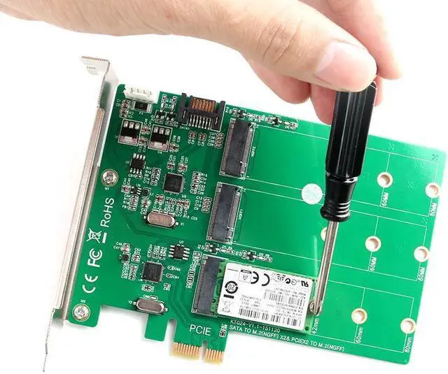 Alt view image 2 of 5 - 3-Port M.2 SSD (NGFF) Adapter Card - Supports 1X PCIe to M.2 B-Key Adapter Raid Card Sata SSD Convert Card