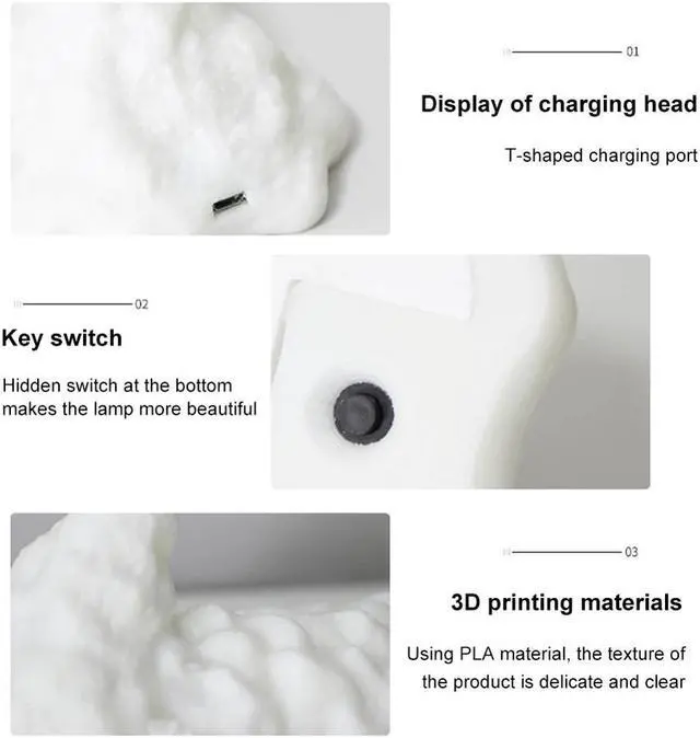 Alt view image 3 of 5 - 3D Printed Light Fire-Breathing Dragon Lamps USB Rechargeable Night Light Bedside Night Lamp Decorative Lamp Kids Gifts
