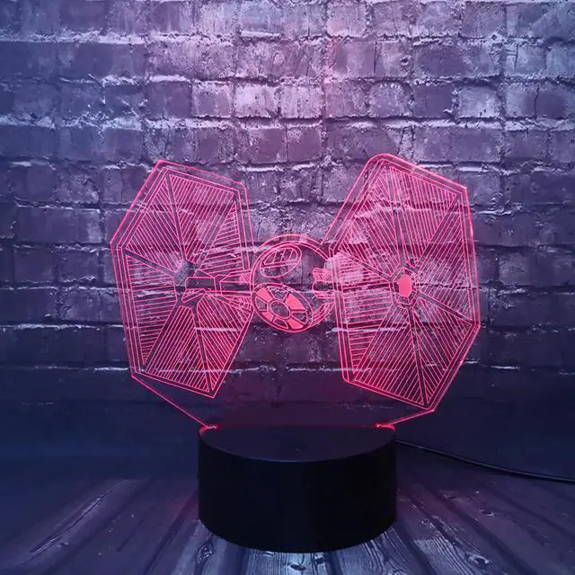 Alt view image 4 of 5 - Wars cartoon 3D USB LED Lamp Toys Cartoon Tie Fighter Desk lamp Visual Night Light Table dimmer Kids Christmas Day toys
