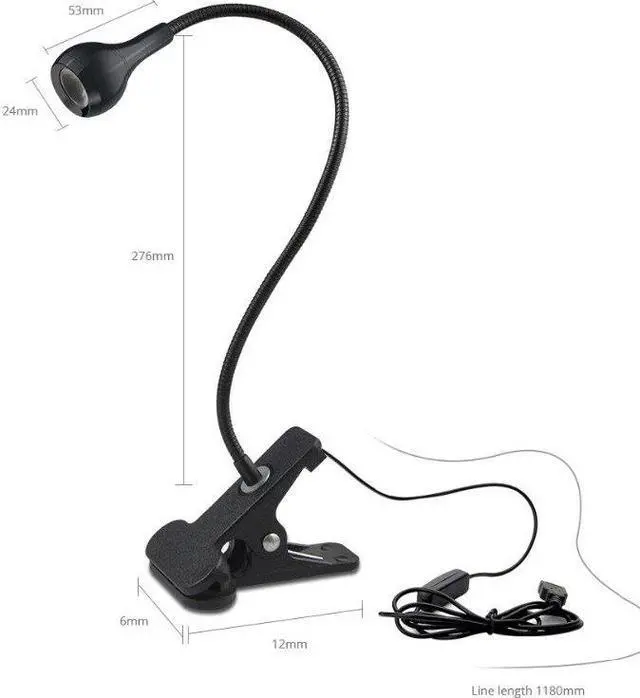 Alt view image 2 of 5 - Lamps Black Sliver 5V Switch Power Home Indoor Bedroom Child Study Book Light Night Clip LED USB Light Table Reading Lamp