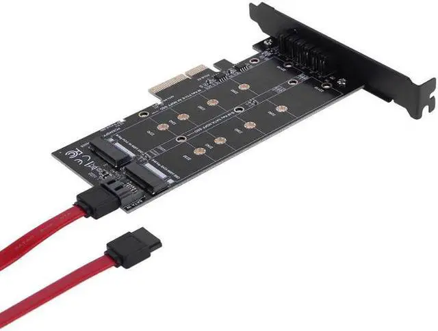Alt view image 4 of 5 - 4X to NGFF SSD Solid State Disk Adapter Card B-key+M-key M.2 NGFF+NVME Dual Interface PCIE Adapter Card with Back plate