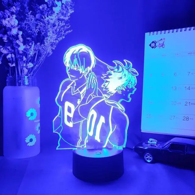 Alt view image 2 of 5 - Shoyo & kageyama tobio Figurine 3D Anime Lamp Haikyuu Comic Night LED Sensor Light Bedroom Bedside Table Decor Otaku Gift