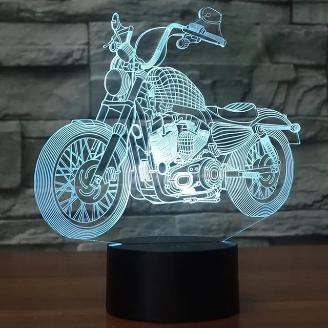 Alt view image 7 of 7 - 3D Illusion Lamp Motorcycle Model Night Light Touch Sensor 7 Colors Changing Atmosphere Lamp with USB Cable for Boys Kids Bedroo