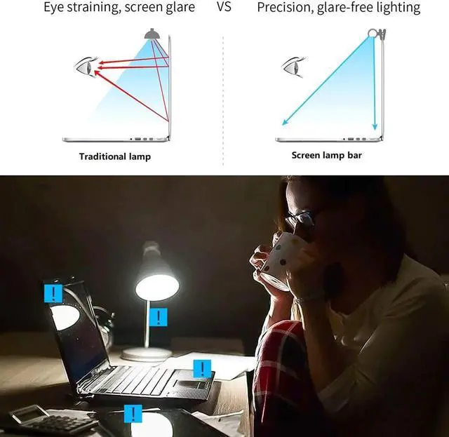 Alt view image 2 of 5 - 26cm LCD Monitor Light Display Hanging Lamp Laptop Intelligent Office Desk Lamp Reading Light