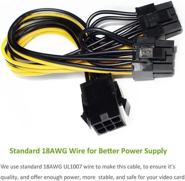 Alt view image 3 of 5 - Cable PCI-E PCIE 6p Female to Dual 8pin 6+2 Male GPU Graphics Video Card Power Supply Extension Riser Mining Cord Cabo