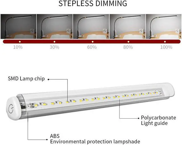 Alt view image 2 of 5 - lamp USB led Table Lamp  Table lamp with Clip Bed Reading book Light LED  lamp Table Touch 3 Modes