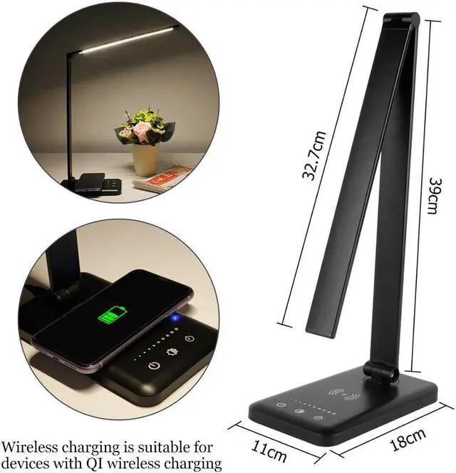 Alt view image 7 of 7 - Charger LED Desk Lamp USB Charging Dimmable Eye-friendly Table Lamp with 5 Modes Touch Control Auto Timer Reading Lamp