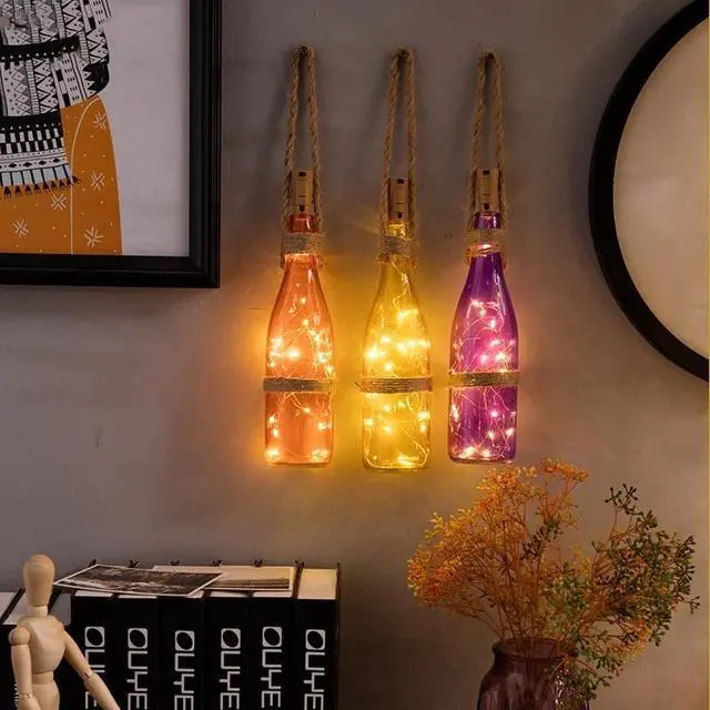 Alt view image 2 of 5 - Lights Silver LED Wine Bottle Lights Battery Powered Cork Shape Glass Bottle Stopper Lamp Christmas Garlands Decor