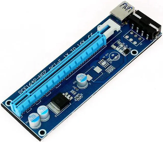 Alt view image 2 of 5 - PCIE PCI Express 1X To 16X With 4pin Extension Riser Card With USB3.0 Adapter Cable 60cm For GPU Miner Riser