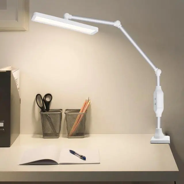 Alt view image 3 of 5 - Arm Clip-on Lamp Adjustable Brightness Remote Control Touch Dimmer LED Table Lamp For Reading Room Business Office Work