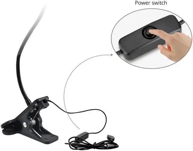 Alt view image 4 of 5 - Lamps Black Sliver 5V Switch Power Home Indoor Bedroom Child Study Book Light Night Clip LED USB Light Table Reading Lamp