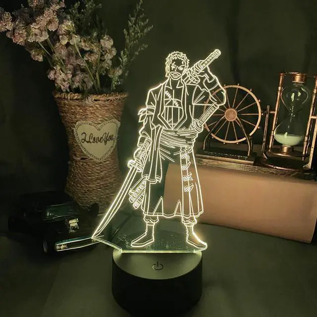 Alt view image 3 of 5 - Zoro Figure Led Night Light for Kids Bedroom Decoration Japanese Anime One Piece Nightlight Gift Cool Bedside Table Lamp