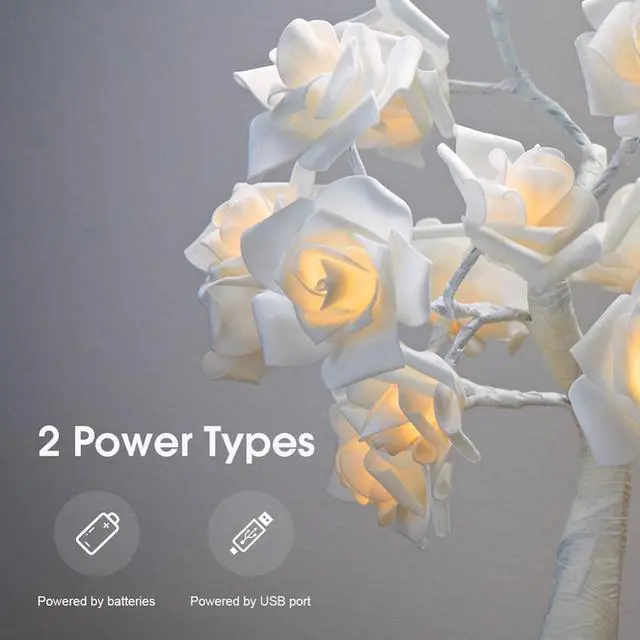 Alt view image 3 of 5 - LED Rose Lamp Bottle Desk Light Flower Night Lamp Romantic Valentine's Day Birthday Gift Decoration Beast Battery Powered