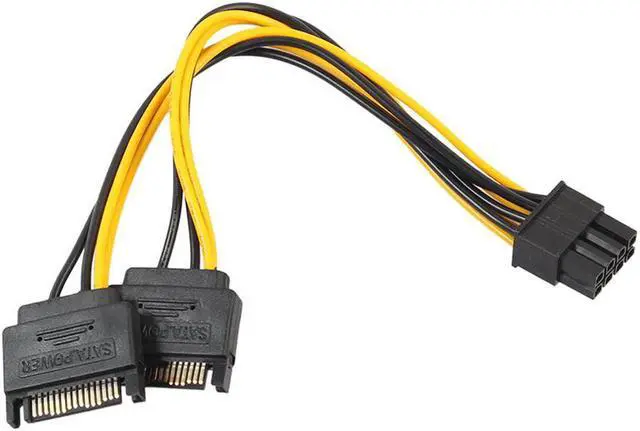 Main image of 20cm 2 15Pin SATA Male to PCI-e 8Pin (6+2) Male Video Card Power Cable 8PIN to 15PIN Converter Cord Wire for Multi-graphics Card