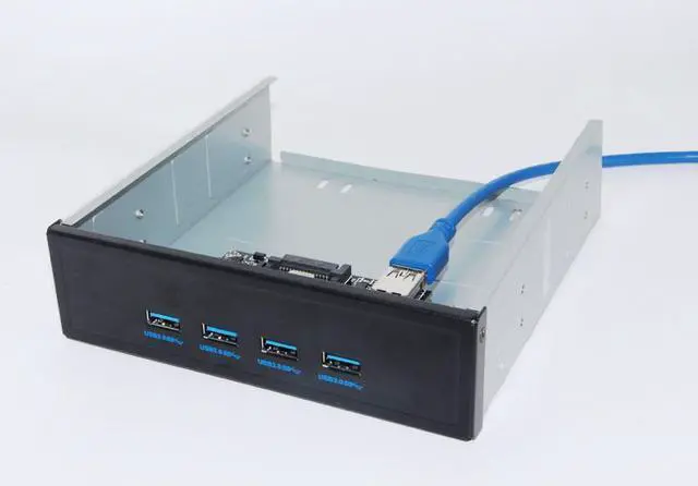 Alt view image 4 of 6 - Amify PCI-E 1x to 4 Ports USB 3.0 Card 5.25" Floppy Bay Front Panel USB3.0 Hub Splitter Internal Combo Bracket Adapter for PC Desktop