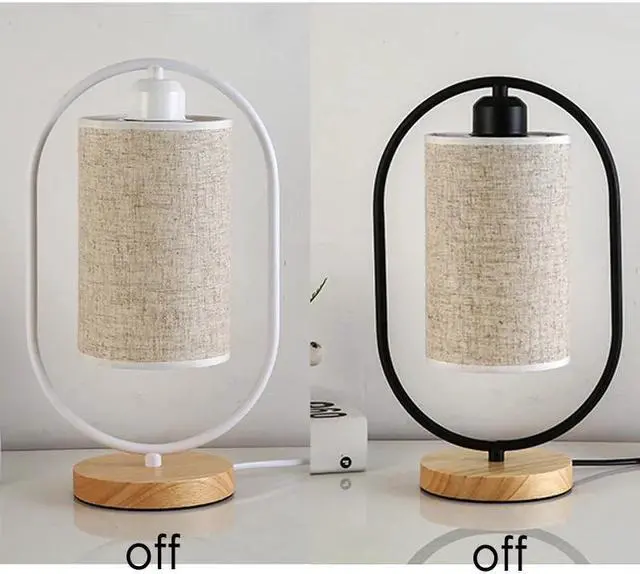 Alt view image 5 of 5 - table light switching reading lamp fabric office hotel bedroom table lamp bedside lamp e27 wood light