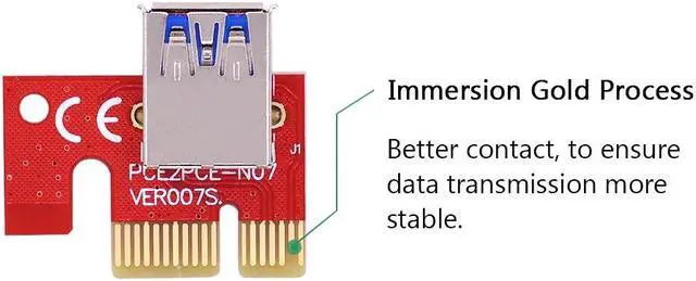 Alt view image 4 of 5 - VER007 PCI-E Riser Card 007S PCI Express PCIE 1X 16X Adapter 60CM 100CM USB 3.0 Cable SATA Power for Bitcoin Mining Miner