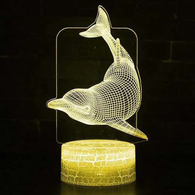 Alt view image 5 of 5 - / Touch Control 3D LED Night Light LED Table Desk Lamp Dolphin LED Night Light Color Change 3D LED Light for Kids Gift 30
