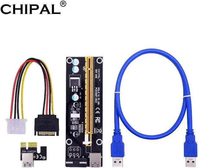 Main image of VER006 PCI-E Riser Card 60CM 100CM USB 3.0 Cable PCIE 1X to 16X Extension Adapter SATA 4Pin Power for Miner GPU Mining