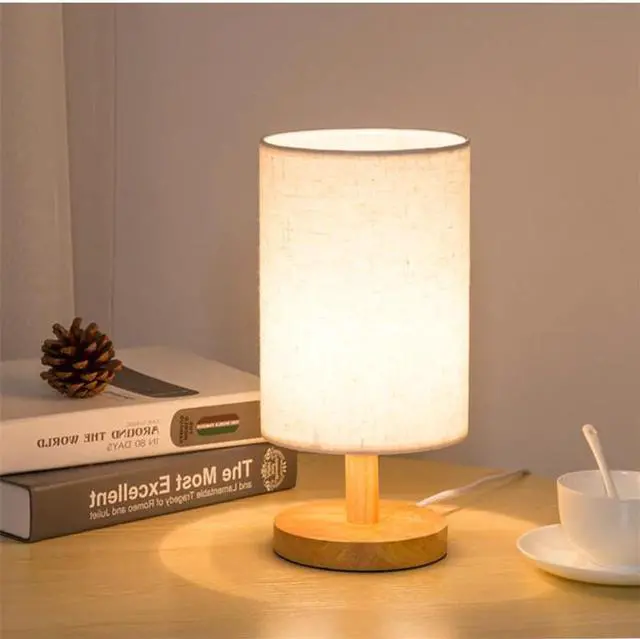 Alt view image 4 of 5 - Wood Table Lamp Modern living room Bedroom Bedside Lamp Night Light Warm White Gift Wood Table lamp Kids Room decor