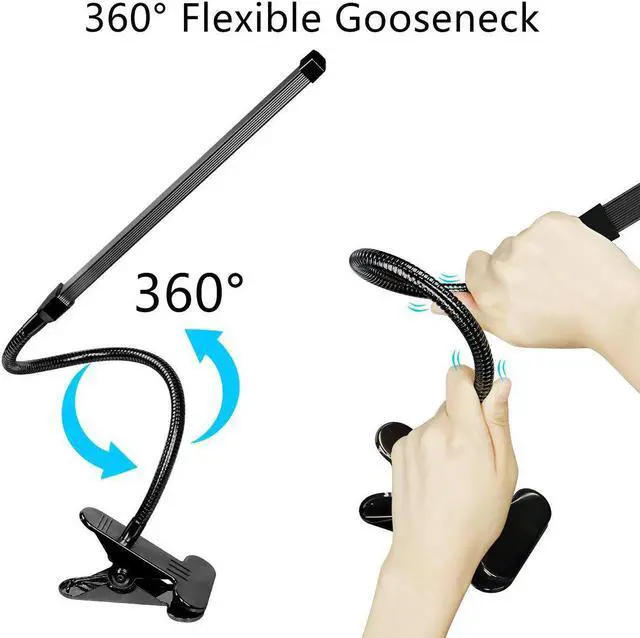 Alt view image 2 of 5 - 8W LED Clip on Desk Lamp with 3 Modes 2M Cable Dimmer 10 Levels Clamp Table Lamp
