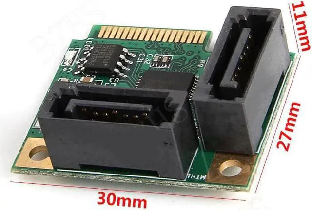 Alt view image 4 of 4 - Mini PCI-Express to 2 Ports SATA 3.0 Single Chip Expansion Adapter Card Mini PCIe to dual SATA add on card