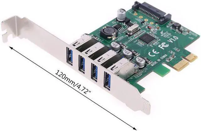 Alt view image 5 of 5 - board pci express 4 inputs usb 3.0, 4 inputs usb 3.0 hub adapter 4 inputs usb3.0 usb controller 3 0 pci and pcie expre