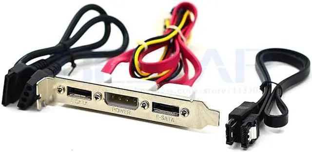 Alt view image 4 of 5 - 2 Ports SATA to eSATA + IDE 4 Pin Power PCI PC Computer Bracket Slot Cable 30cm 2ft External Set 3 in 1