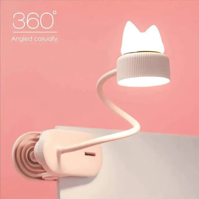 Alt view image 2 of 5 - LED Bed Table Clamp Cat Night Light 2 in 1 for Bed Headboard Book Clamp Light 360 ° Flexible Gooseneck Clip Table Lamp