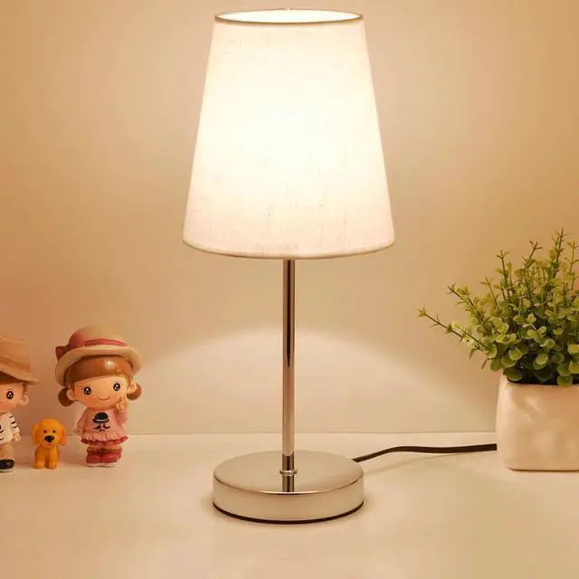 Alt view image 4 of 5 - Table Lamp Crystal Bedside Lamp Nordic Mini LED Desk Lamp For Bedroom Living Room Baby Room Bookcase Flaxen Fabric E27 EU Plug