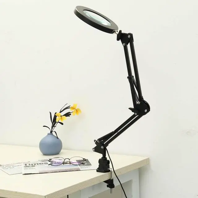 Alt view image 4 of 5 - Eye Protect Table Lamp 3 Dimming Mode 5X Magnifying Glass Desk Light USB 10 Levels Dimmable Study Desk Lamp