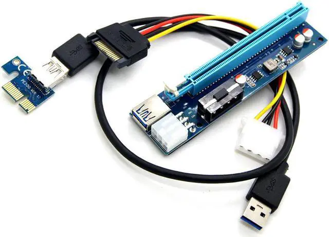 Alt view image 3 of 5 - PCI-E Express 1x To 16x Extender Riser Card Adapter SATA 6Pin Cable#T3