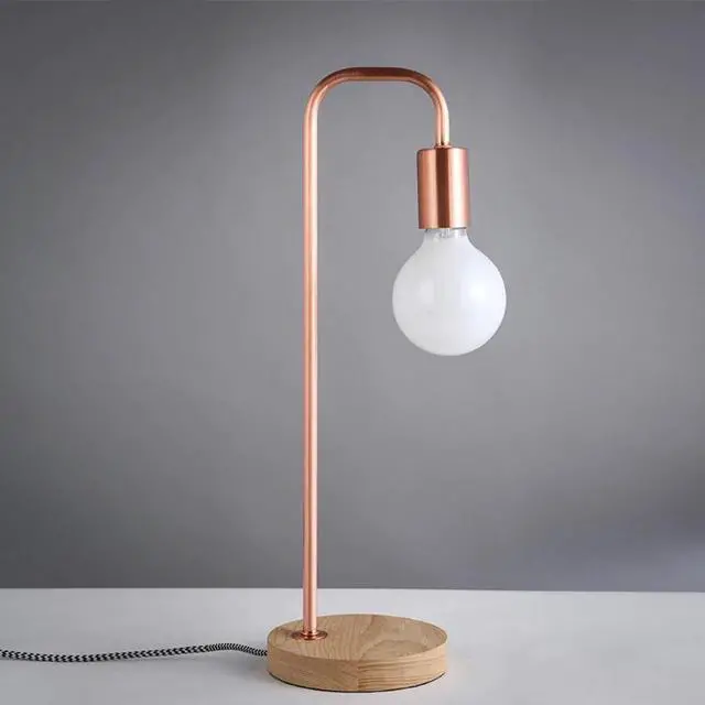 Main image of Rose Gold bedside table lamp Nordic black white living room bedroom study room decor wooden Desk table lights