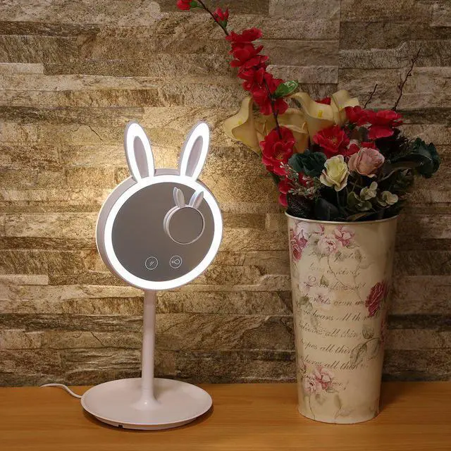 Alt view image 3 of 5 - Intelligent Touch Switch LED Light Rabbit Shaped Makeup Cosmetic Mirror Storage Table Lamp Built-in Battery Drop Shipping