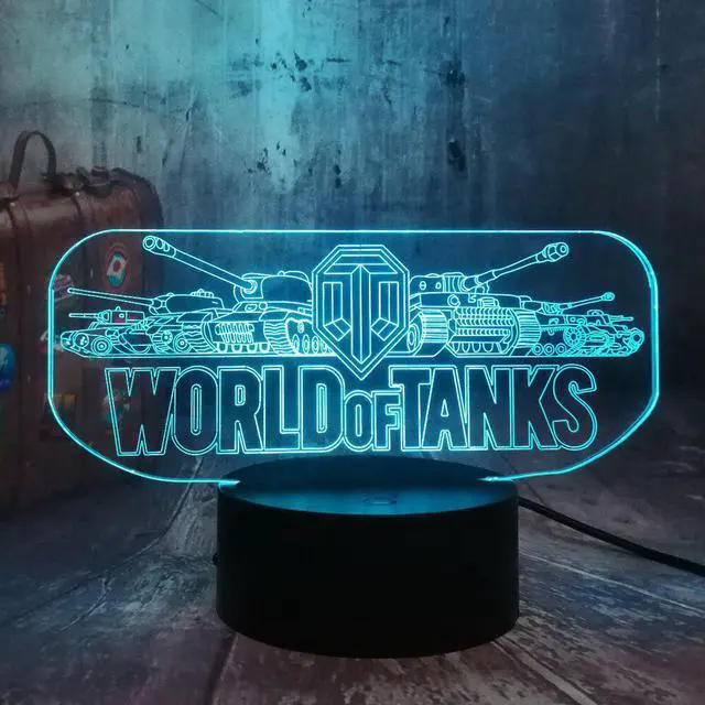 Alt view image 5 of 5 - Game World of Tanks 3D LED Night Light illusion Novelty Sleep Table Desk Lamp Boyx Kids Birthday Christmas lamp Home Decor