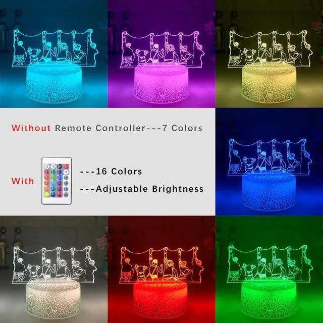 Alt view image 4 of 5 - Piece Night Light Luffy Sanji Zoro Nami 3D LED Illusion Table Lamp Touch Optical Action Figure Lamp Bedside Decor Desk Lamps