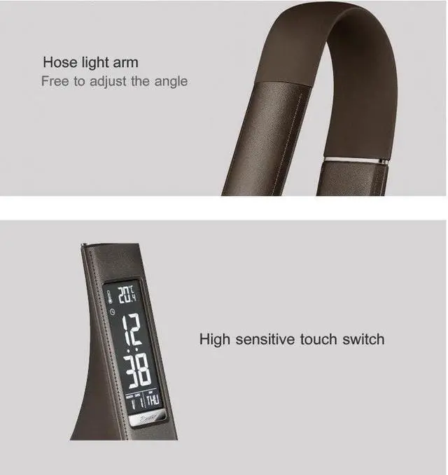 Alt view image 3 of 5 - Business LED Desk Lamp 3 Mode Lights Leather Texture Folding Reading Table Lamp With Alarm Clock Calendar LCD Display