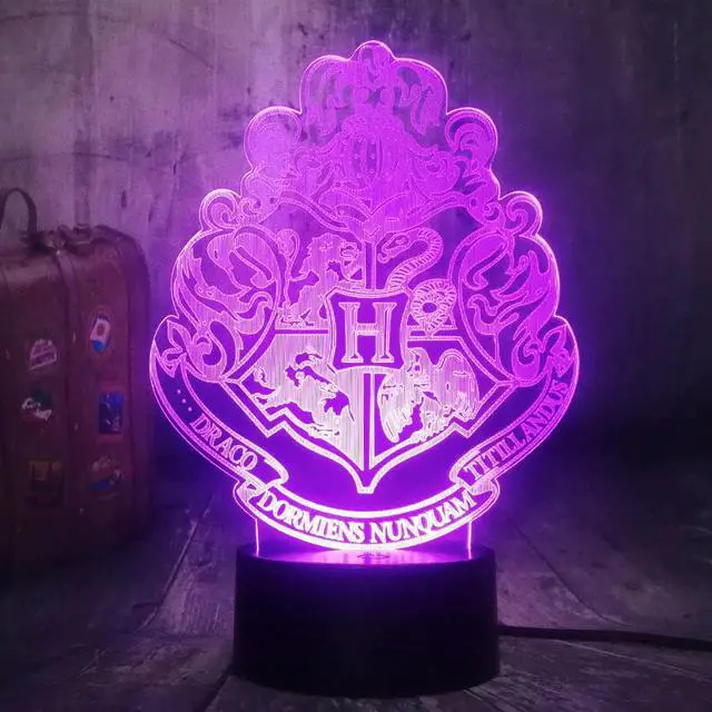 Alt view image 4 of 5 - Movie Fans HOGWARTS Magic School Emblem Logo 3D illusion LED Night Light Mood Desk Lamp Home Decor Kids Toy Christmas Lamp