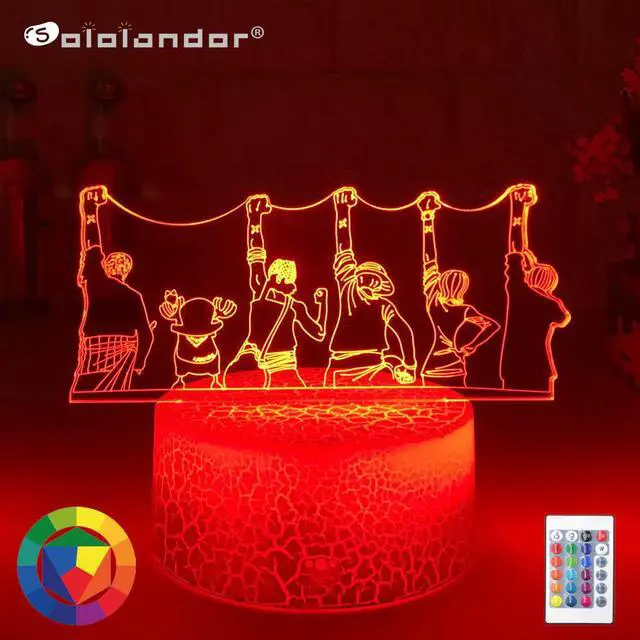 Main image of Piece Night Light Luffy Sanji Zoro Nami 3D LED Illusion Table Lamp Touch Optical Action Figure Lamp Bedside Decor Desk Lamps