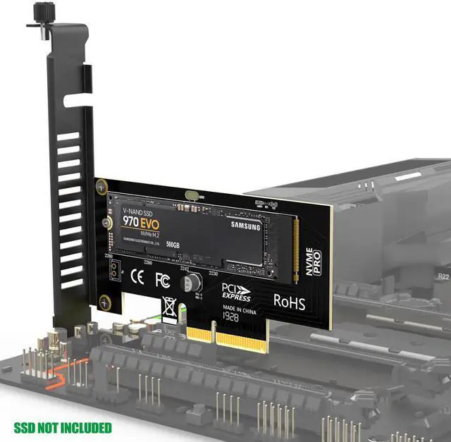 Main image of M.2 NVMe SSD Express Card M Key to PCIE 3.0 X4 Adapter External SSD Support 230-2280 Size M.2 FULL SPEED