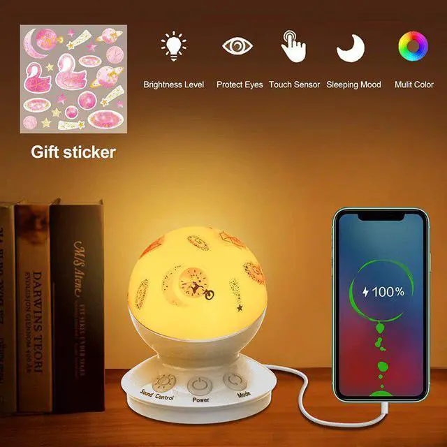 Alt view image 4 of 5 - Night Lights Bedside Table Night Lamps With 16 Color Changing RGB & 5 Level Dimmable Desk Lamp with Voice-Activated Mode