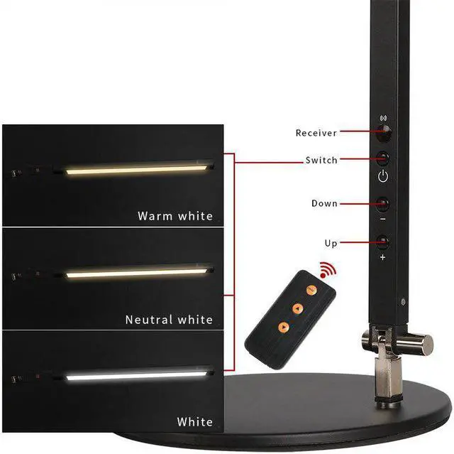 Alt view image 5 of 5 - Remote Control Manicure Office Desk Lamp with Clip AC110V-220V Golden Silver Black Eye Care Flexible Arm Table Lamps for Student