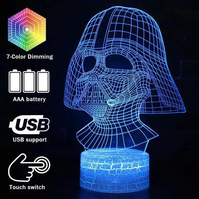 Alt view image 2 of 5 - 3D illusion LED Night Lights Star Series Wars The Rise of Skywalker Desk Lamp Kylo Ren BB8 Millennium Falcon Model Lampen Gifts
